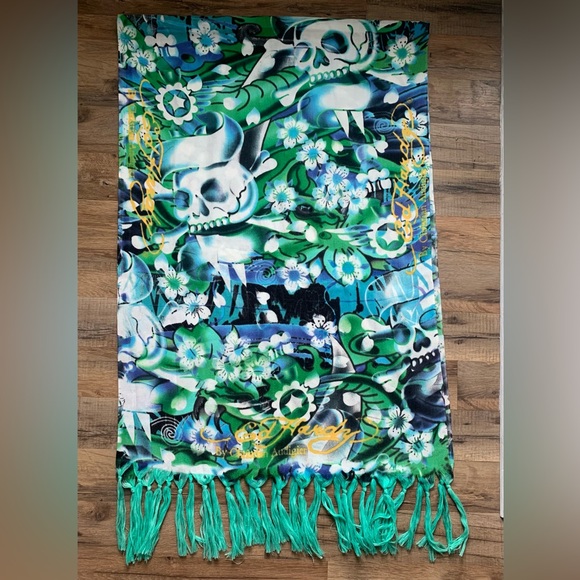 🪷🌸💀Ed Hardy By Christian Audigier Scarf NWOT - Picture 1 of 11